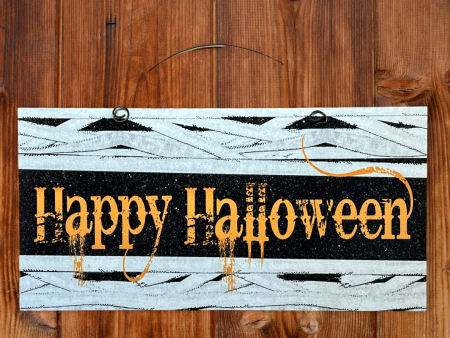 Happy Halloween Mummy wrap sign. Wood or metal option. For Cheap