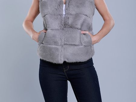 Paneled Rabbit Fur Vest Sale