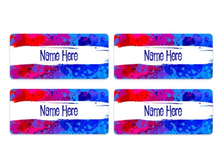 Splatter Rectangle Name Labels 32pk Supply