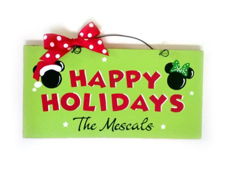 Custom Disney heads sign. Happy Holidays or Merry Christmas. on Sale