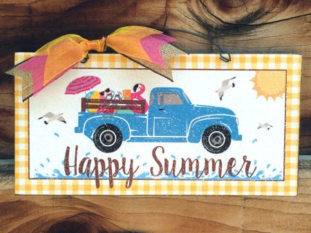 Happy Summer blue truck sign. For Cheap