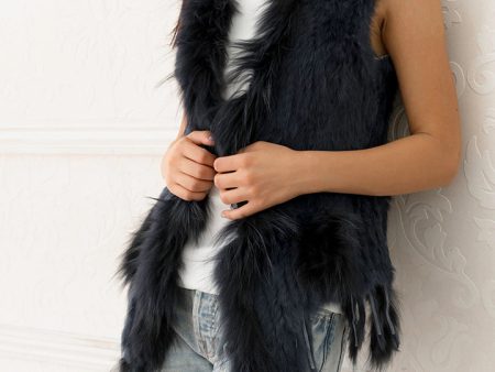 Rabbit Fur Vest with Raccoon Trim Cheap