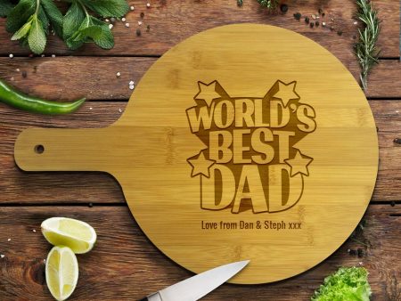 World s Best Dad Round Bamboo Serving Board Supply