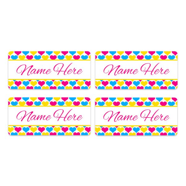 Heart Rectangle Name Labels 32pk For Cheap