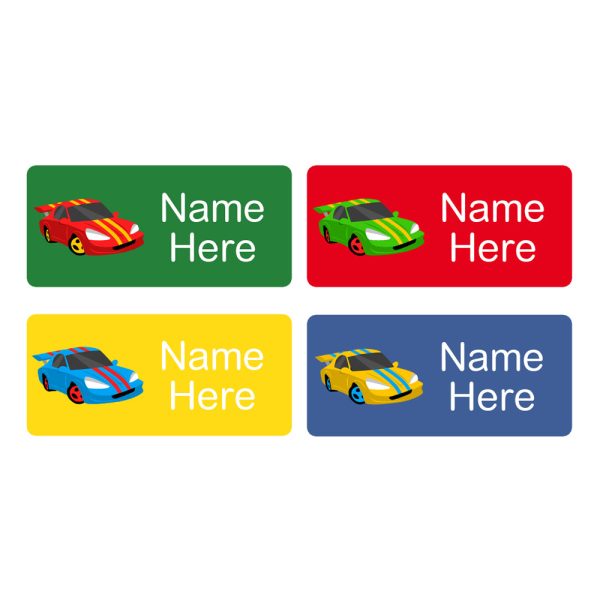 Racing Car Rectangle Name Labels 32pk For Cheap