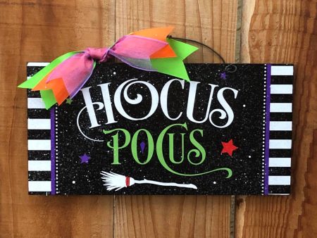 Hocus Pocus sign. Stripes and stars. Supply