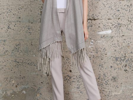 Silk wool  and Suede Fringe Wrap Scarf Online