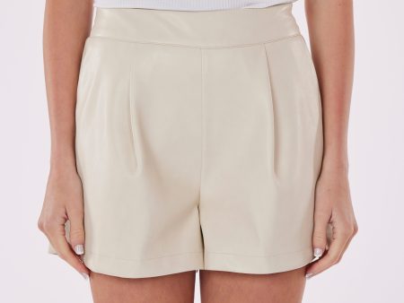 Faux Leather Pleated Shorts Cheap