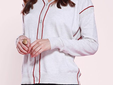 Baseball Style Silk & Cotton Cardigan Online Hot Sale