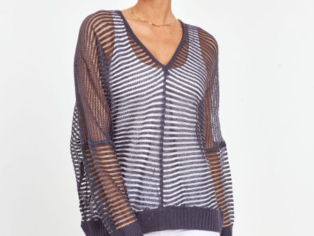 Striped Sheer Knit Top on Sale