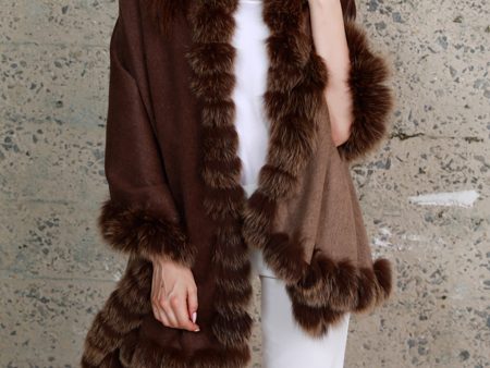 Cashmere Shawl with Fox Fur Trim Fashion