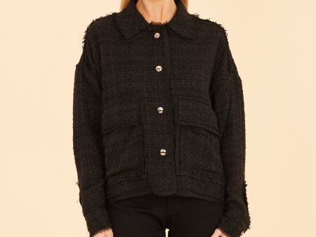 Black Tweed & Chiffon Jacket Online now