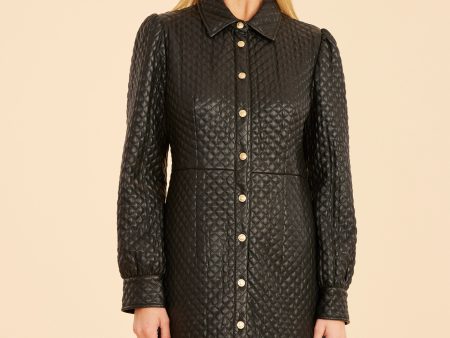 Quilted Faux Leather Tailored Dress Hot on Sale