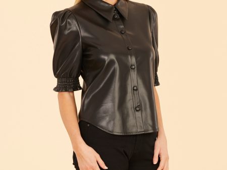 Faux Leather Elastic Cuff Top Supply