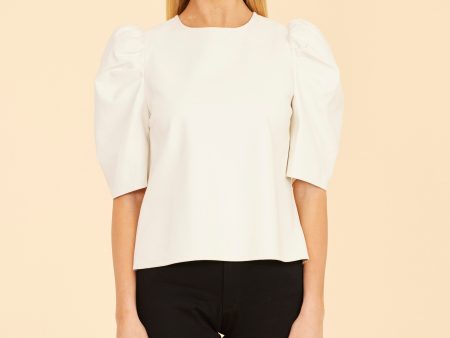 Faux Leather Puff Shoulder Top Online Sale