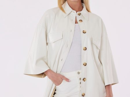 Oversized Faux Leather Shirt on Sale