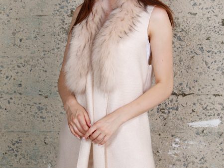 Knitted Vest with Fur Collar For Sale