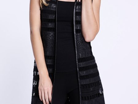 Faux Leather Vest with Lace Cutouts Online