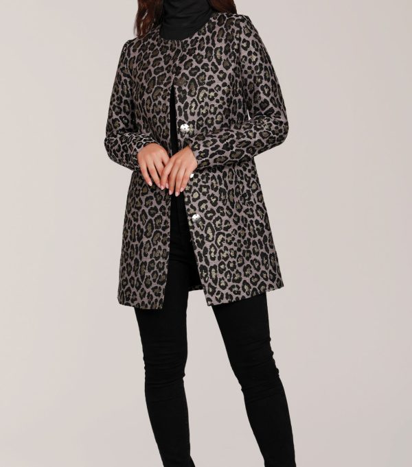 Metallic Leopard Print Coat Online now