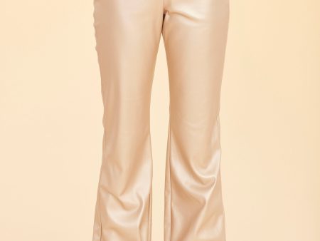 Metallic Faux Leather Flare Leggings For Sale