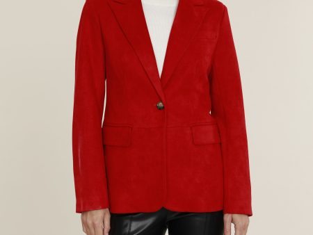 Faux Suede One Button Blazer Online Sale