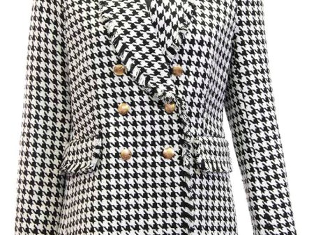 Double Breasted Houndstooth Blazer Online now