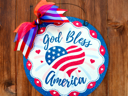 God Bless America round sign. For Sale