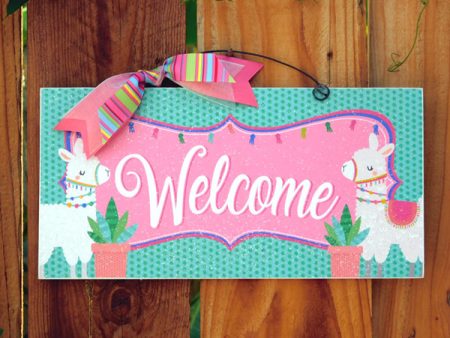 Llama Welcome sign. Custom text option. Fashion