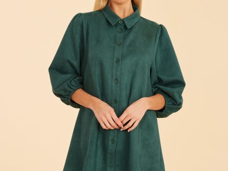 FW 24 Faux Suede Puff Sleeve Dress Fashion