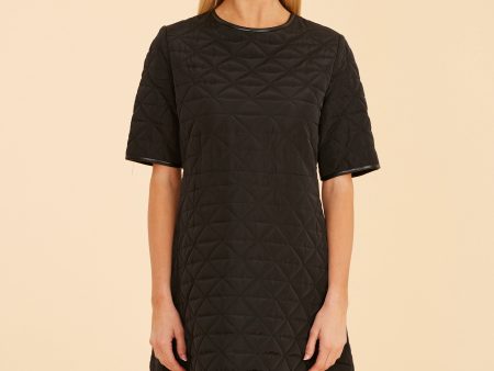 Quilted Nylon & Faux Leather Trim Dress Online Sale