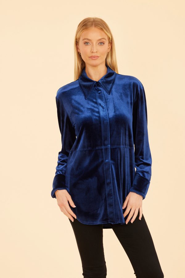 Velvet Button-Up Shirt on Sale