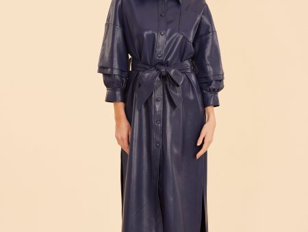 Faux Leather Belted Maxi Dress Online Sale