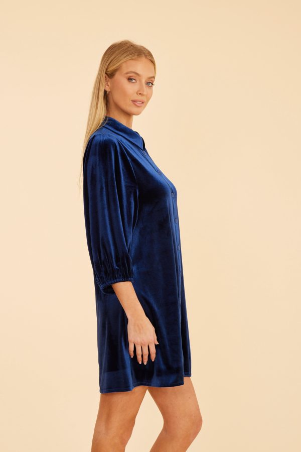 Velvet Puff Sleeve Dress For Cheap