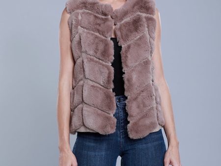 Chevron Faux Fur Vest Sale