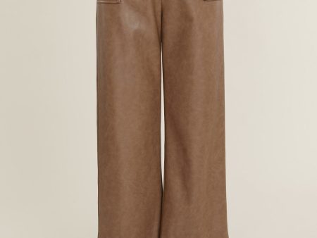 Faux Leather Wide Leg Pants For Discount