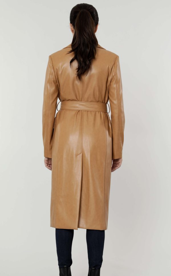 Faux Leather Trench Coat on Sale