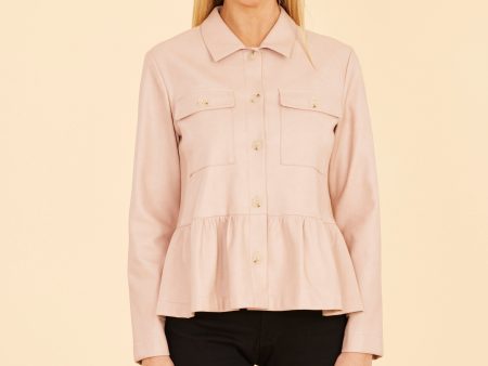 Faux Leather Peplum Shirt Jacket For Discount