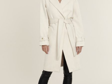 Faux Suede Wrap Trench Coat on Sale