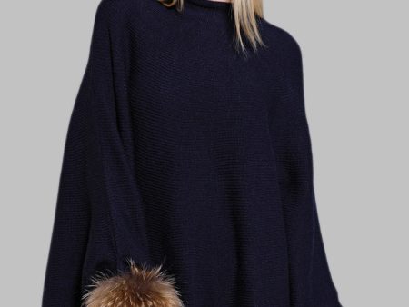 Faux Suede Poncho with Raccoon Fur Cuffs on Sale