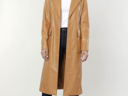 Faux Leather Trench Coat on Sale