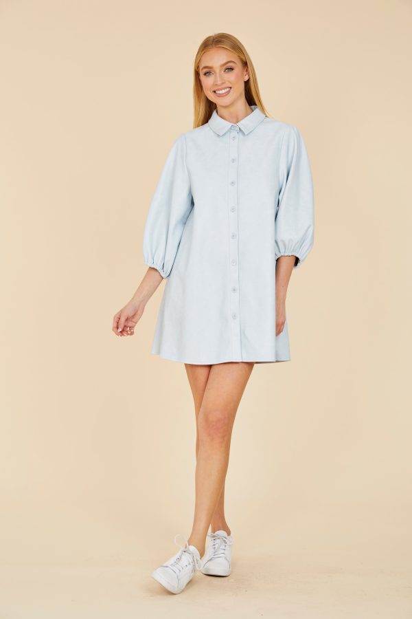 SS 24 Faux Leather Puff Sleeve Dress Online