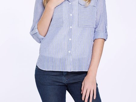 Woven Striped Button Up Shirt Online