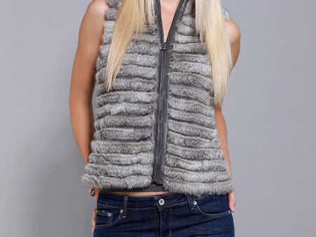 Rabbit Fur Zip Vest Hot on Sale