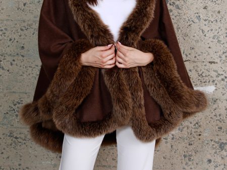 Cashmere Wrap with Fur Trim Online Sale