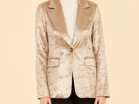 Crushed Metallic Satin Blazer Cheap