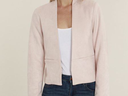 Open Front Faux Suede Blazer Online